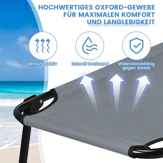 Veldbed, inklapbaar, XXL, 214,5 x 106 cm, campingbed met zijzak, draagbare campingligstoel, belastbaar tot 150 kg, klapbed voor camping, strand ZB33141