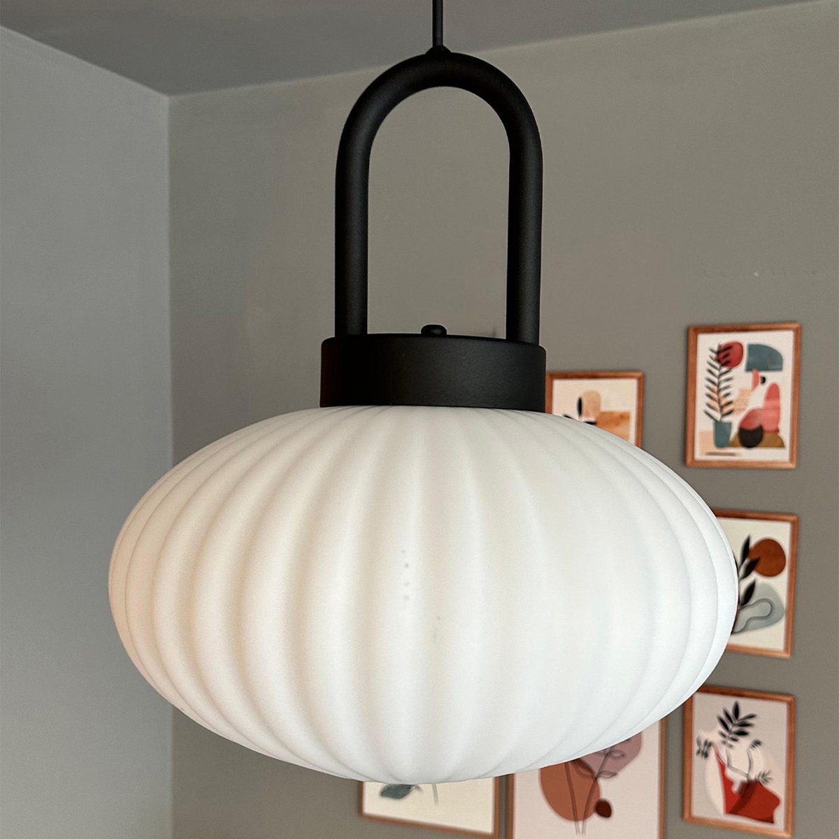 Bamyum Elegant hanglamp, industriële Modern stijl, Ø20 cm, wit metalen lamp
