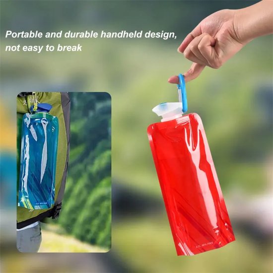 Sacs à eau réutilisables - Sac à eau - Bouteille d'eau - Festival - Durable - Pliable - 4 pièces