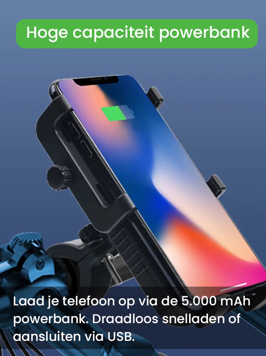 Fiets Claxon Verlichting Telefoonhouder Met Geïntegreerde Batterij En