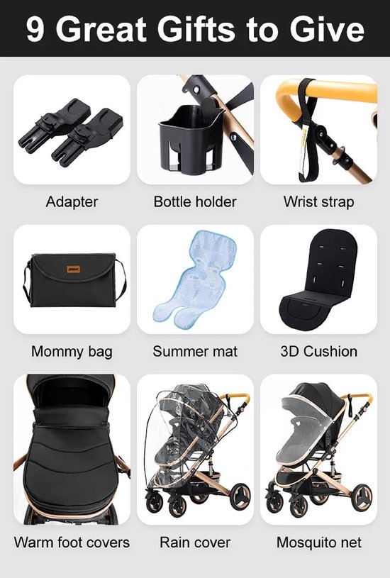 3 In 1 Kinderwagen - Luxe Buggy - Wandelwagen - Babywagen - Inclusief Maxi Cosi - Baby Stroller - Baby Autostoel - Inclusief Gratis Tas van Cangaroo — afbeelding 5
