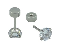 Luxe Dames Oorstekers – 5 mm Briljant geslepen CZ steen - Hypoallergeen premium staal