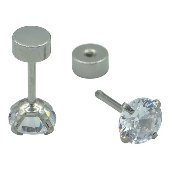 Boucles d'oreilles clous de Luxe pour femme – Pierre CZ taille Briljant 5 mm – Acier hypoallergénique de qualité supérieure