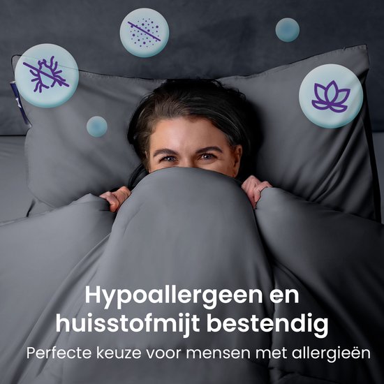 Slaapspeciaal eazydekbed 200x220 cm - Grijs - Dekbed Zonder Overtrek, Extra Lang, Luxe Gelvezels, Anti-Allergisch & Perfect Voor Elk Seizoen van EazyLiving — afbeelding 4