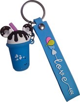 Porte-clés Milkshake - Blauw - Porte-clés Milkshake Fun - 12,5 x anneau 3 cm x Milkshake 5 cm - Porte-clés Voiture - Porte-clés Vélo - Pendentif Sac - Porte-clés - Porte-clés Enfants - Porte-clés Adultes