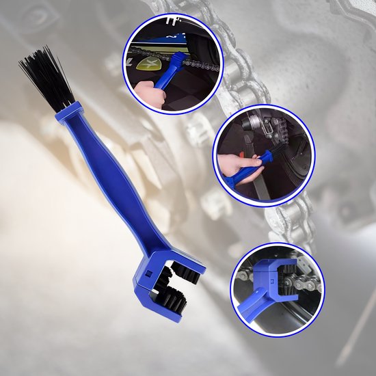 Luxamore® Kettingborstel voor Fiets & Motor - Fietsketting Reiniger & Motor Ketting Schoonmaakborstel - Geschikt voor MTB, Racefiets, Scooter & Brommer - Diepe Reiniging - Blauw van Merkloos — afbeelding 5