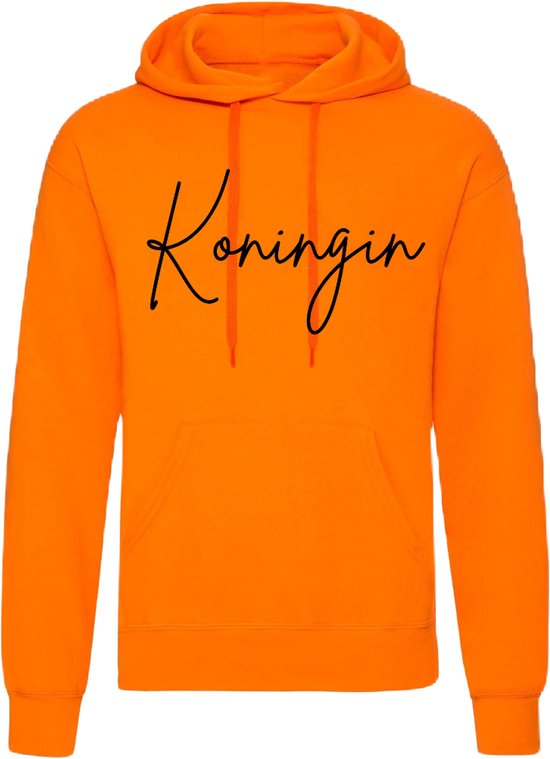 Koningsdag hoodie dames-Oranje-Koningin-Maat S