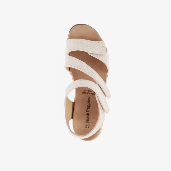 Sandales en cuir à talon compensé bas Hush Puppies - Beige - Semelle amovible - Pointure 37