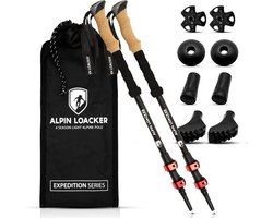 Alpin Loacker Aluminium Trekkingstokken Verstelbaar met Korkgriff 105-135 cm - Lichtgewicht Nordic Walking Stokken met Accessoires en Tas - Trekking, Nordic Walking, Outdoor