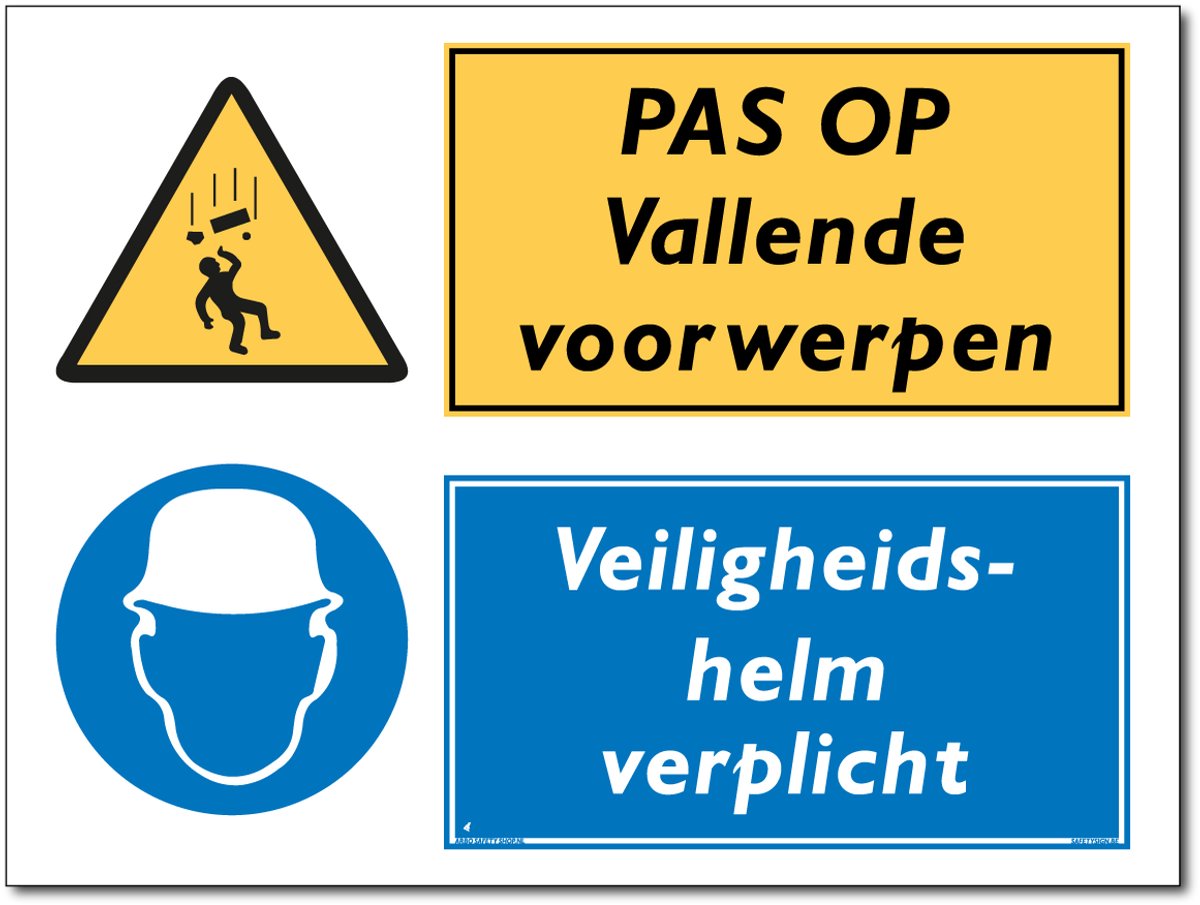 Vallende voorwerpen bord - Veiligheidshelm verplicht - Forex - 30 x 40 cm
