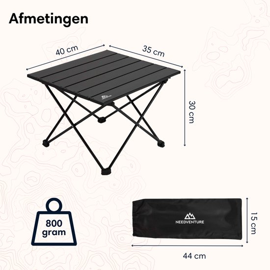 Naturehike Campingtafel, oprolbare klaptafel met opbergtas, draagbare