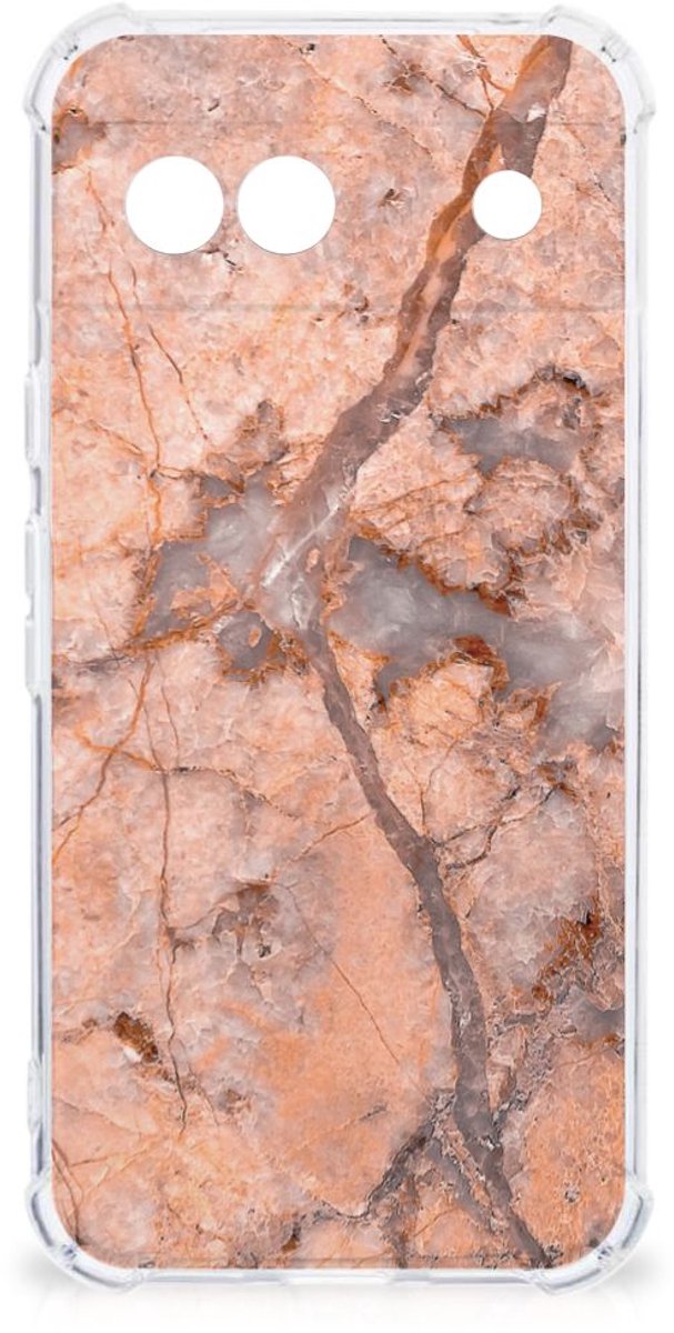 Google Pixel 8A Anti-Shock Hoesje Marmer Oranje