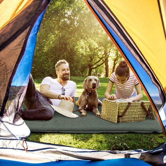 COSTWAY Campingmat, zelfopblazend, 2 personen, campingmat met kussen, ultralicht, waterdicht, luchtmatras, campingmatras, slaapmat voor kamperen, wandelen, strand, reizen van Costway — afbeelding 5