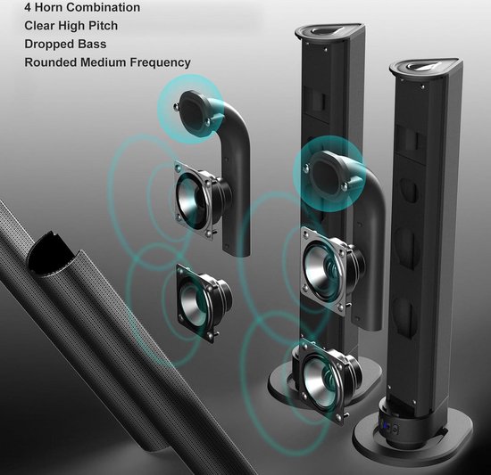 Scheidbare Soundbars Bluetooth 5.3 Surround Sound-systeem met 40W Subwoofer- voor Tv-computer - 3D Stereo Home Theatre-luidspreker met U-schijf/optisch/AUX. . — afbeelding 4