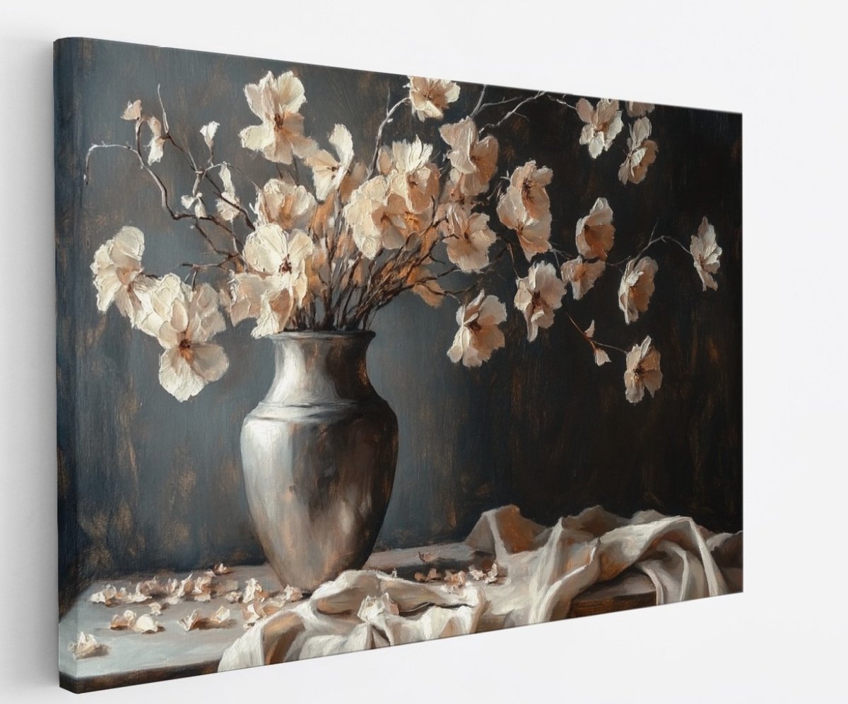 Saammp Canvas Schilderij - Roze Gekleurde Bloemen - stilleven - Abstract - 150x100 - Foto op canvas - Wanddecoratie - Modern Interieur - Woonkamer Decoratie Multicolor