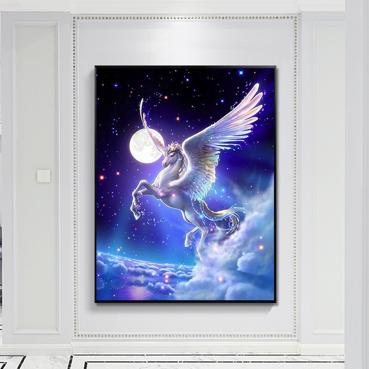 Diamant schilderij set/DIY diamant set voor kinderen/diamant schilderij vol diamanten/volwassen DIY diamant set/mozaïek schilderij - Eenhoorn 40*50CM