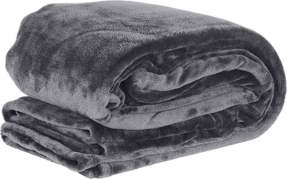 Bolt Edge Fleece Deken - Deluxe - Grijs - 150x200cm - Voor Bank of Bed - Zacht Plaid
