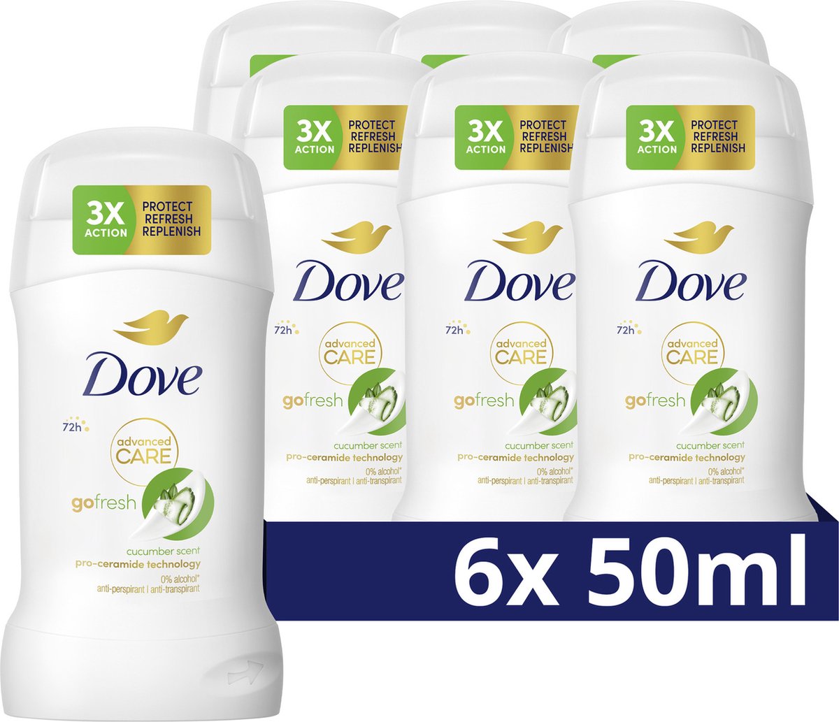 Goedkoopste Dove Advanced Care Go Fresh Anti-Transpirant Deodorant Stick - Cucumber - 6 x 50 ml - Voordeelverpakking
