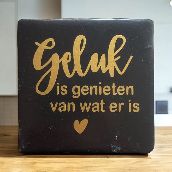 Tuile de Hip avec texte - Le Geluk c'est profiter de ce qui est - Zwart Mat - Cadeau - Cadeau - Cadeau - Anniversaire - Saint Noël- Noël - Juste comme ça