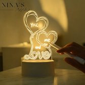 3D L'amour Coeur LED Lampe D'illusion Optique Lampe Lumière