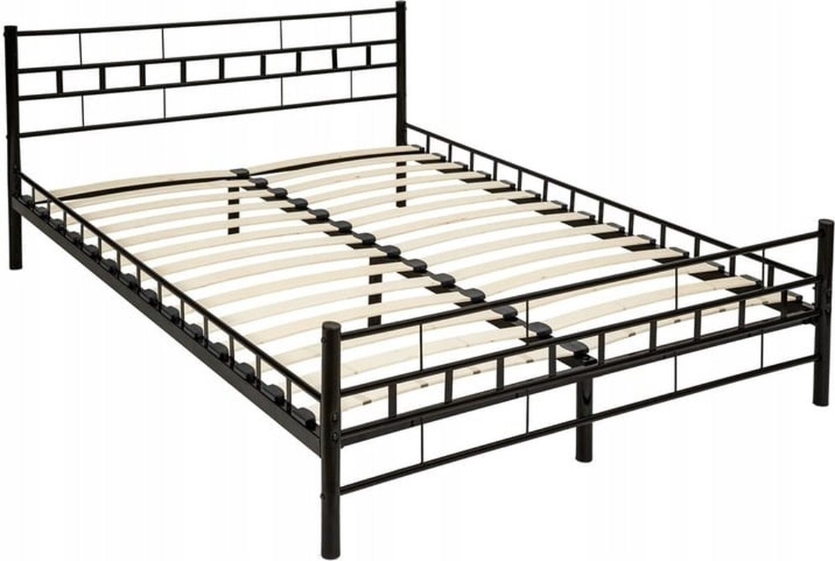 Metalen Bedframe 180x200 cm Zwart met Lattenbodem