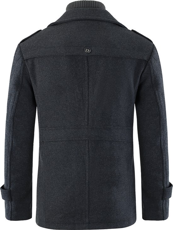 Allthemen Manteau en Laine pour Hommes avec Col Montant - Veste Chaude d'hiver Coupe Slim - S