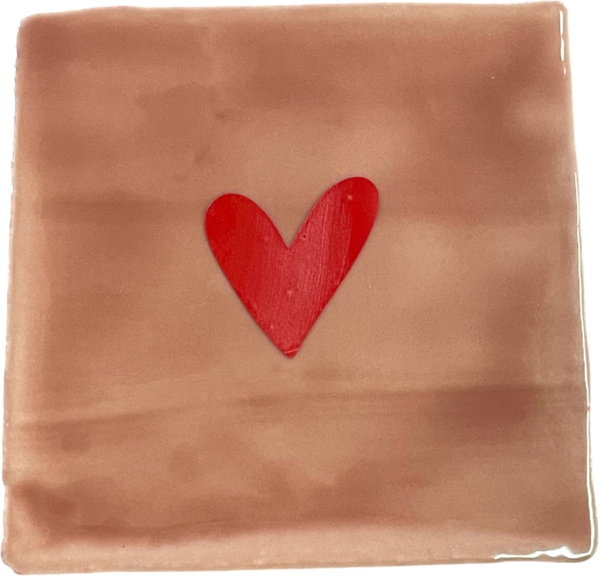 Hippe tegeltje met tekst: Hartje | Zalm/licht roze met rood | Gepersonaliseerde cadeau | Hippe Spreuktegel | Nieuwe woning cadeau | Housewarming cadeau