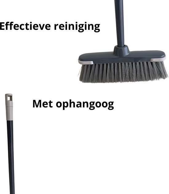 Kamerbezem - Veegborstel met steel voor binnen - Veegborstel - Kamerveger - zachte bezem met steel voor binnen & buiten - Bezemkop 30 cm - Bezemsteel 120 cm - Grijs van Merkloos	 — afbeelding 3