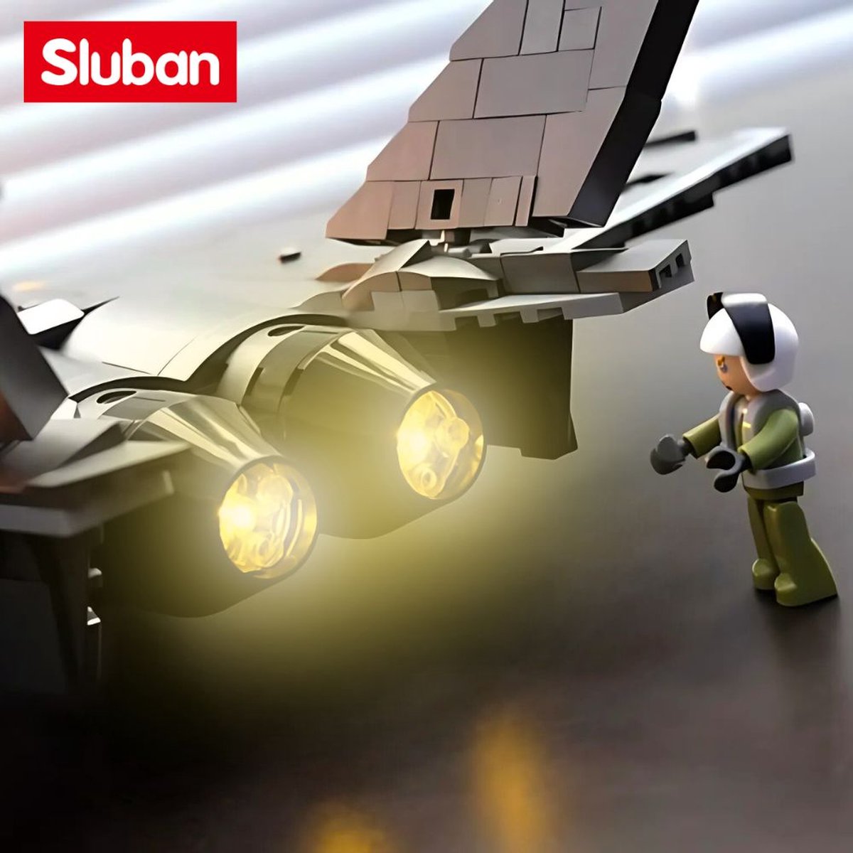 Sluban - J35S Straaljager met LED verlichtingen | WW2 army luchtmacht | Technic creator ideas educatief leger speelgoed | Expert bouwpakketten voor volwassenen | Classic icons vliegtuig modelbouw | 838 bloks — afbeelding 15