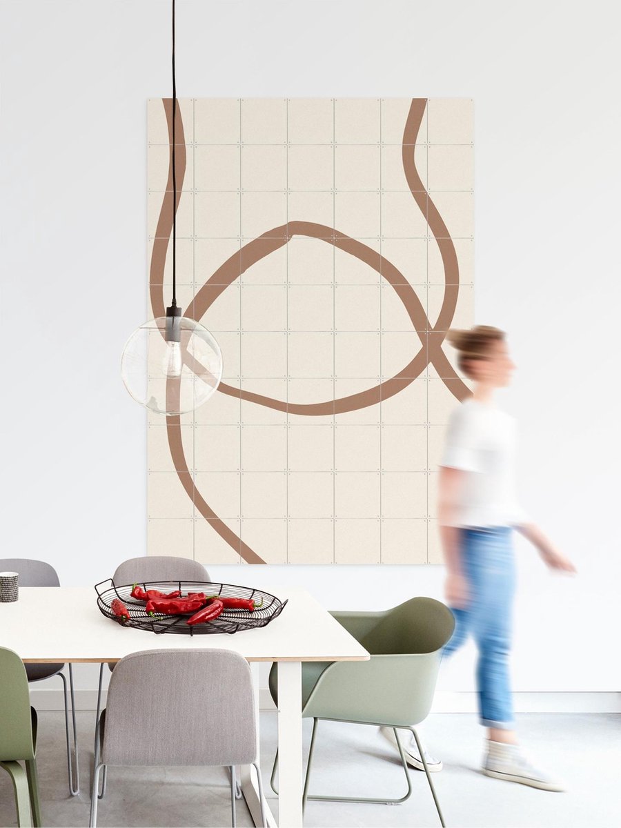 IXXI Abstract Lines Mocha 6, Various - 80 x 100 cm - Gratis ophangtool - Grote wanddecoratie en posters - Grafisch Ontwerp, Minimalisme, Abstract