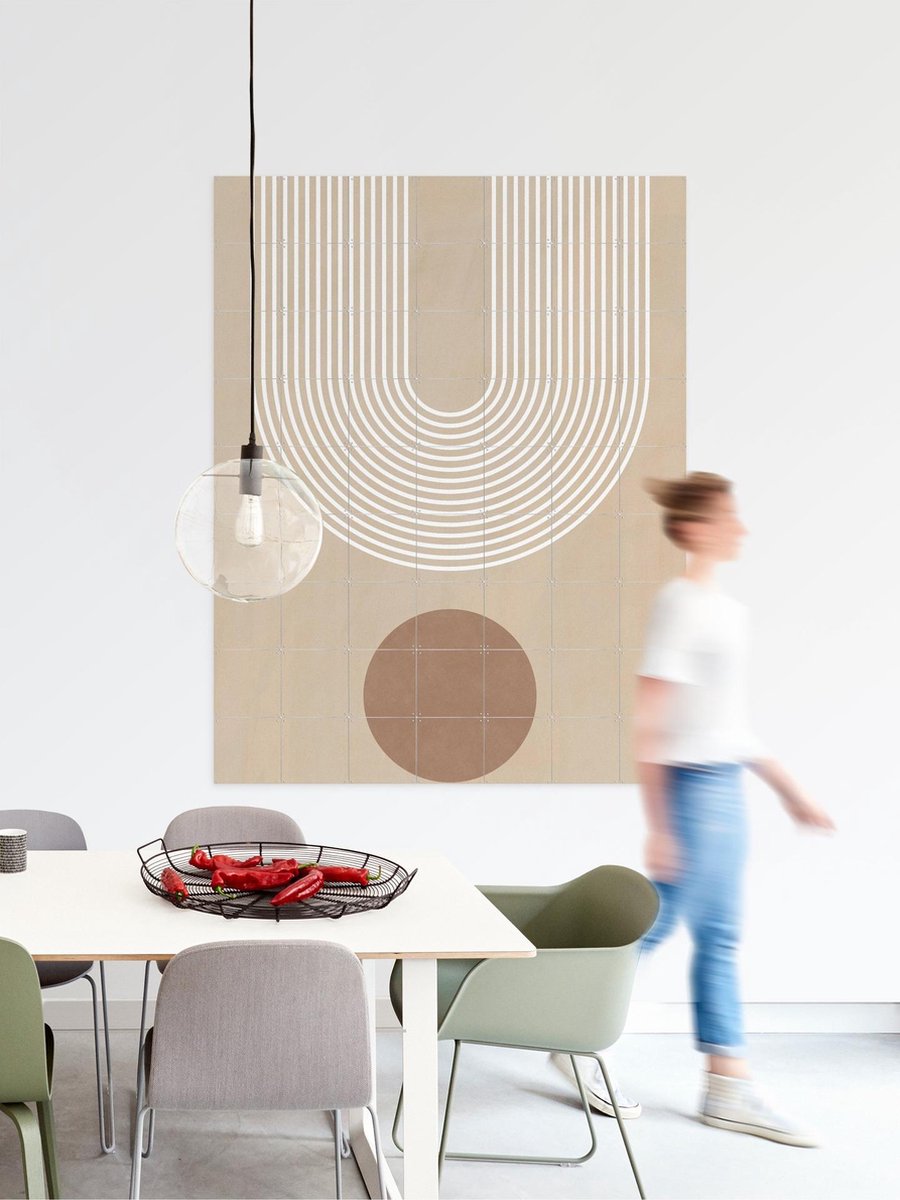 IXXI Beige Arc Poster No.3, Elena Ristova & Various - 80 x 100 cm - Gratis ophangtool - Grote wanddecoratie en posters - Geometrische Kunst, Grafisch