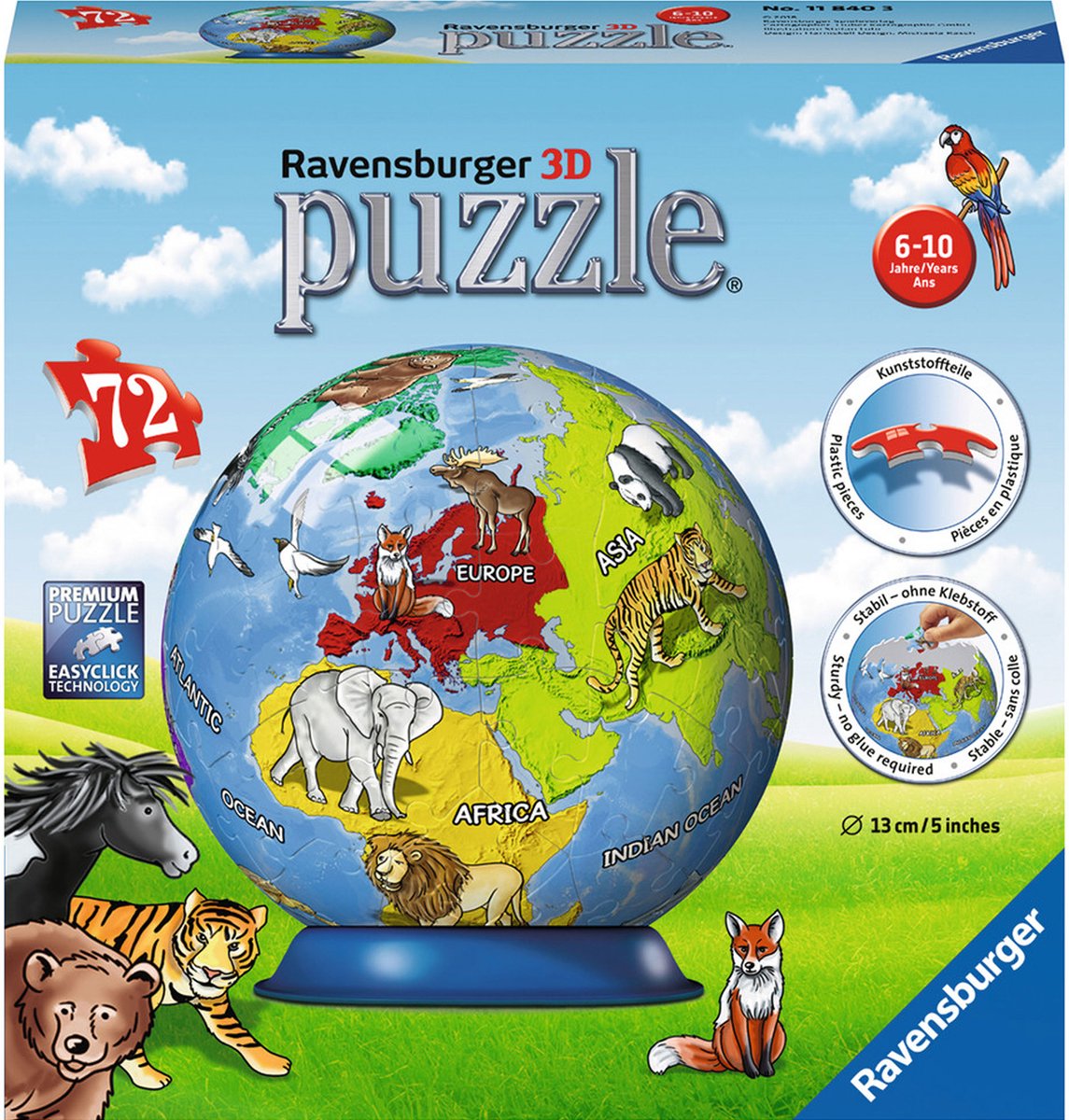 Globe 3D-puzzel 72 stuk(s) van Ravensburger, editie Multi-coloured – doos