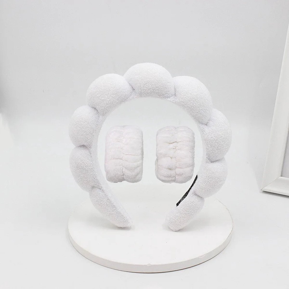 Without Lemon - Waterabsorberende Haarband - Pols Wasband - Spons/badstofmateriaal - Zacht - Make-up, gezichtsreiniging en gezichtsverzorging - Facial Masker - Spa - Kleur: Wit