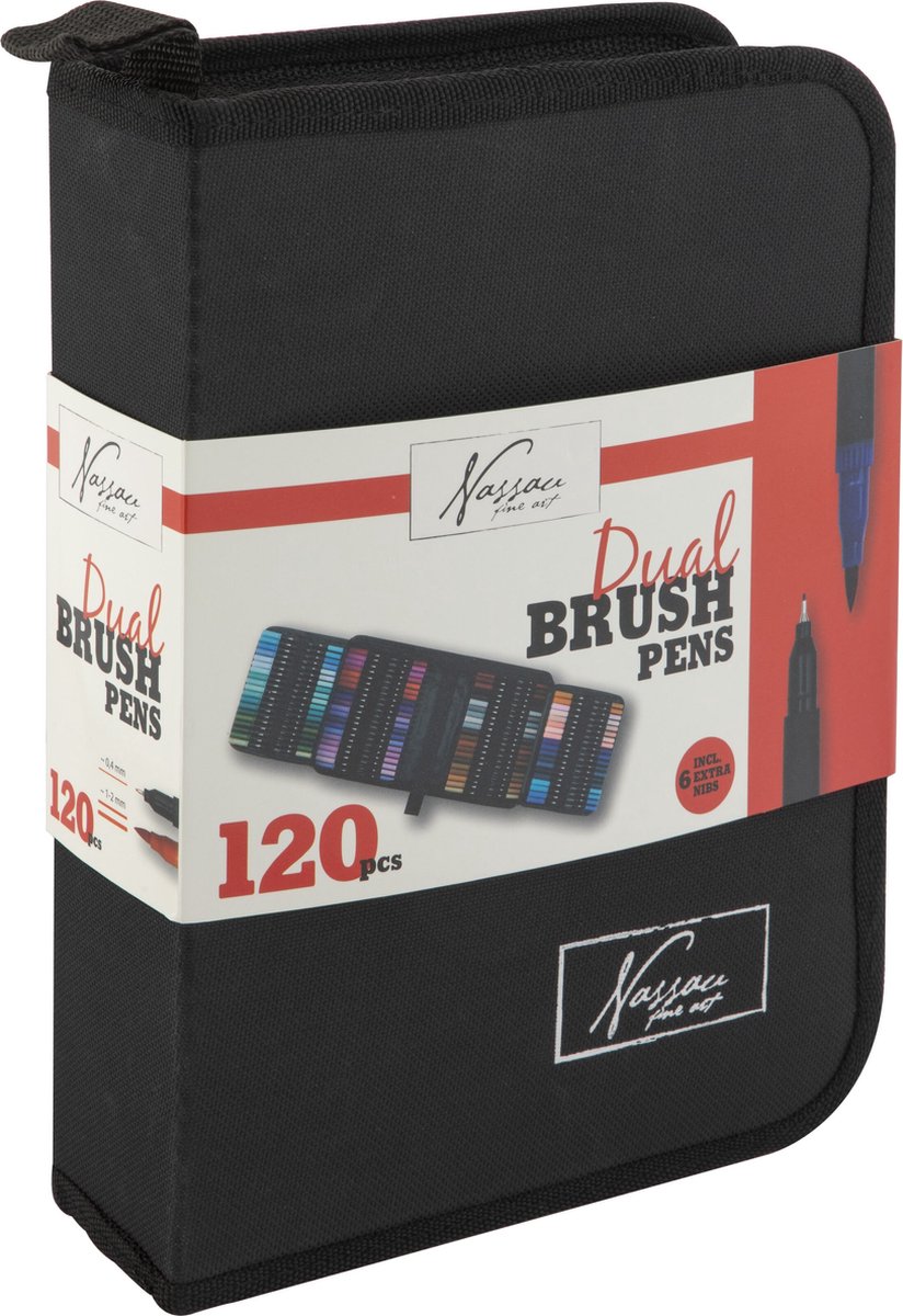 Stiften voor Volwassenen en Kinderen 120pcs - Dual Brushpennen & Fineliners - Bulletjournal producten - Markeerstiften - Kleurstiften - Dualmarkers - Luxe Opbergetui - Nassau Fine Art — afbeelding 5