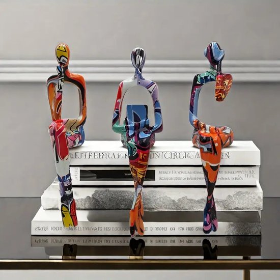 XMGZQ Moderne Abstracte Kunst Hars Standbeeld Home Sculptuur Blauwe Golven Ornamenten Decoratieve Ornamenten voor Woonkamer Eetkamer Kantoorkast Barplanken Middenstukken Decoratie voor
