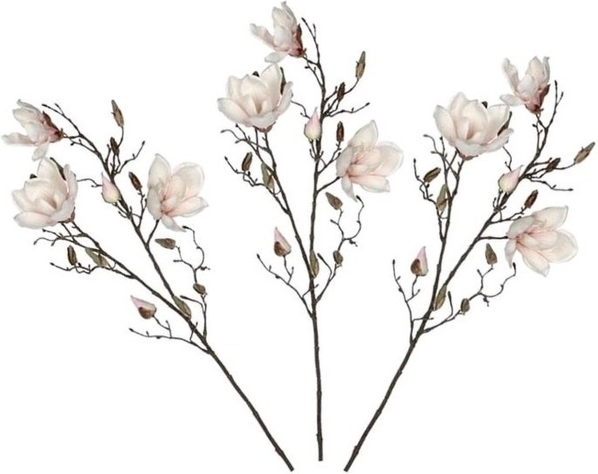 3x Licht roze Magnolia/beverboom kunsttakken kunstplanten 90 cm - Kunstplanten/kunsttakken - Kunstbloemen boeketten