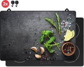 KitchyMist Inductie Beschermer 80x52 cm - Kruiden en Specerijen Limoen - Kookplaat Beschermer - Afdekplaat voor Kookplaat - Inductie Mat - Spatscherm Achterwand Keuken