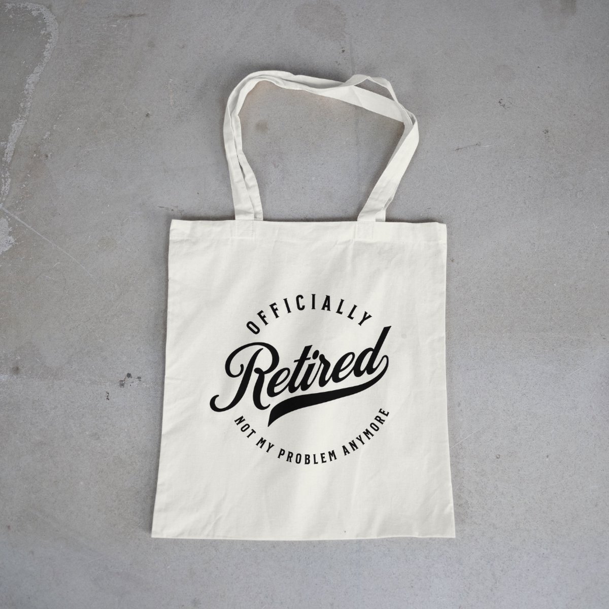 Officially Retired Tote bag - Totebag - Katoenen tas - Schoudertas - 100% gerecycled katoen - Schoudertassen - Boodschappen tas - Duurzaam - tote bag katoen
