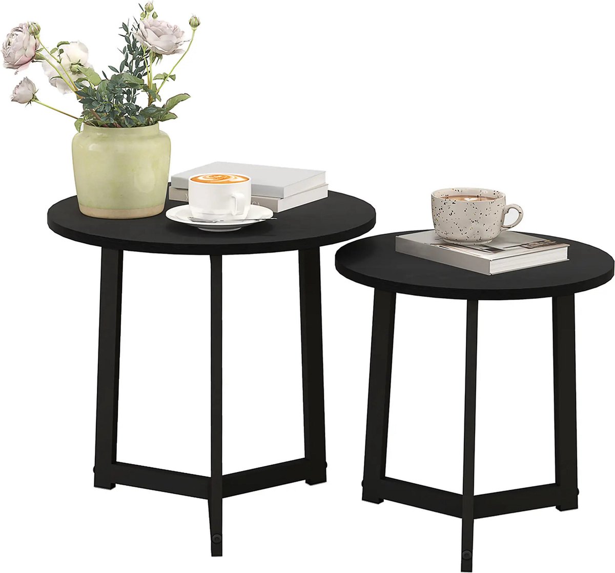 Bijzettafel set van 2 - Salontafel - Tafel - Tafeltje - Zwart