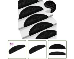 vidaXL Antislip Matten - Trapmatten - Trapmatten 15 st 56x17x3 cm zwart - Vloermatten - Zwarte Trapmatten - Trappen Bekleden