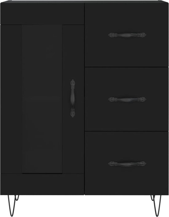 VidaXL Wandkast 69,5x32,5x90 cm bewerkt hout zwart - Kantoormeubelen Plus