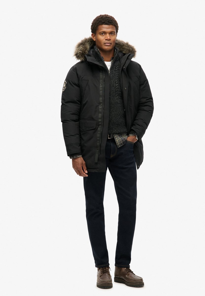 Superdry Everest Faux Fur Parka Winterjas Heren Zwart