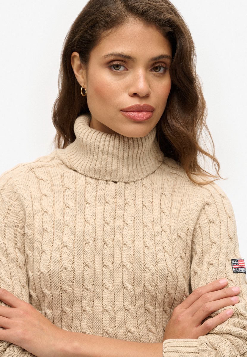 Superdry Slouchy Cable Coltrui Dames Sweaters Winter Taupe Twist