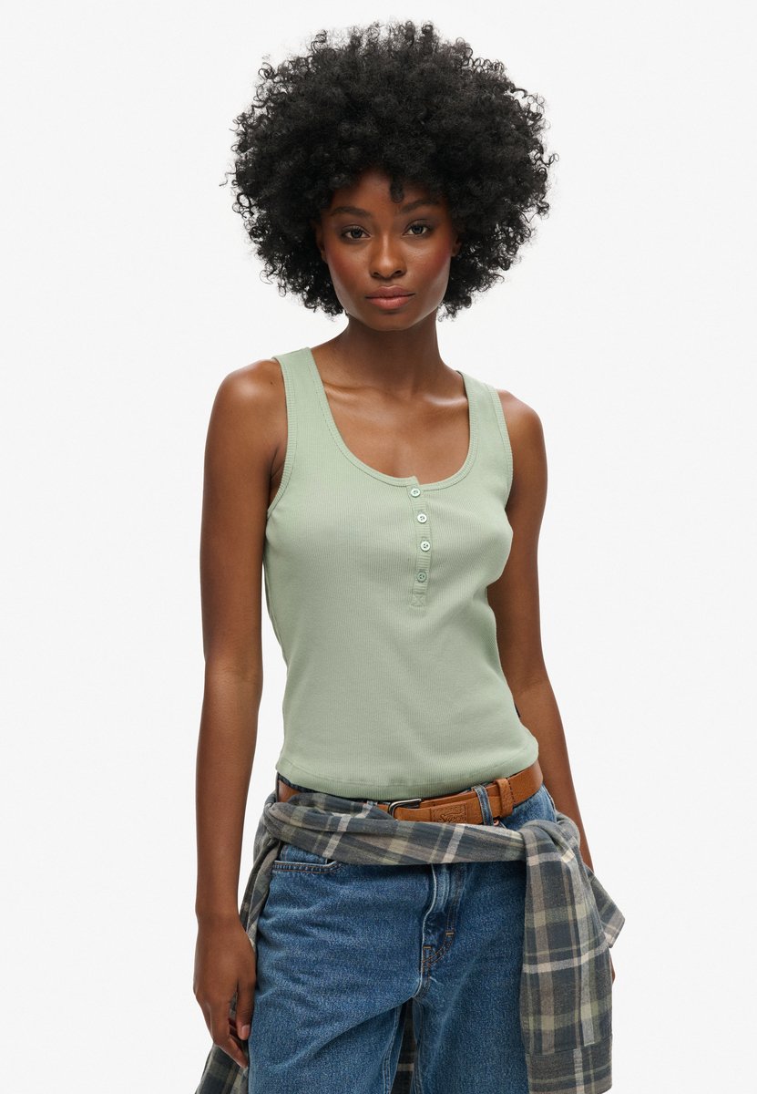 Superdry Athletic Essentials hemdtopje met knopen Dames Vesten Groen