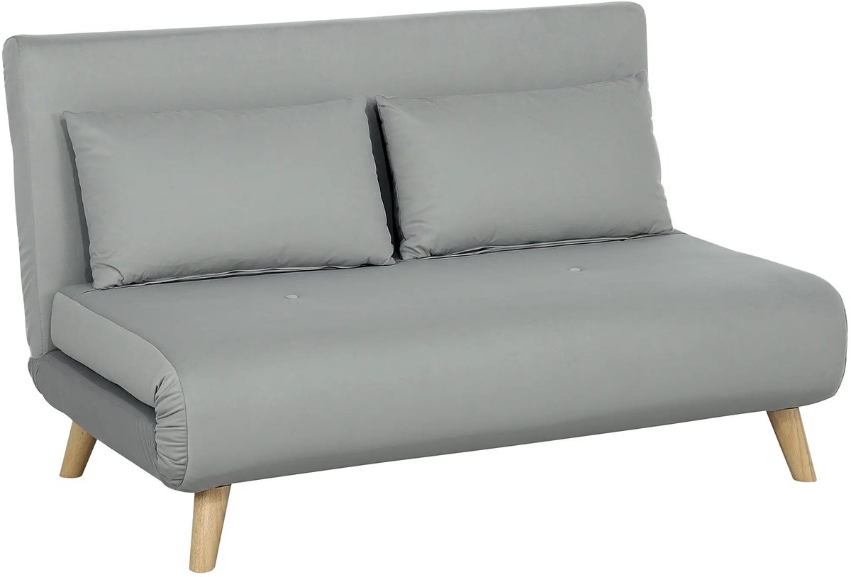 Slaapbank - Uitklapbaar - Slaapstoel - Logeerbed - Zetelbed - Slaapfauteuil - Vouwbed - 2 persoons - Zeer comfortabel - Lichtgrijs
