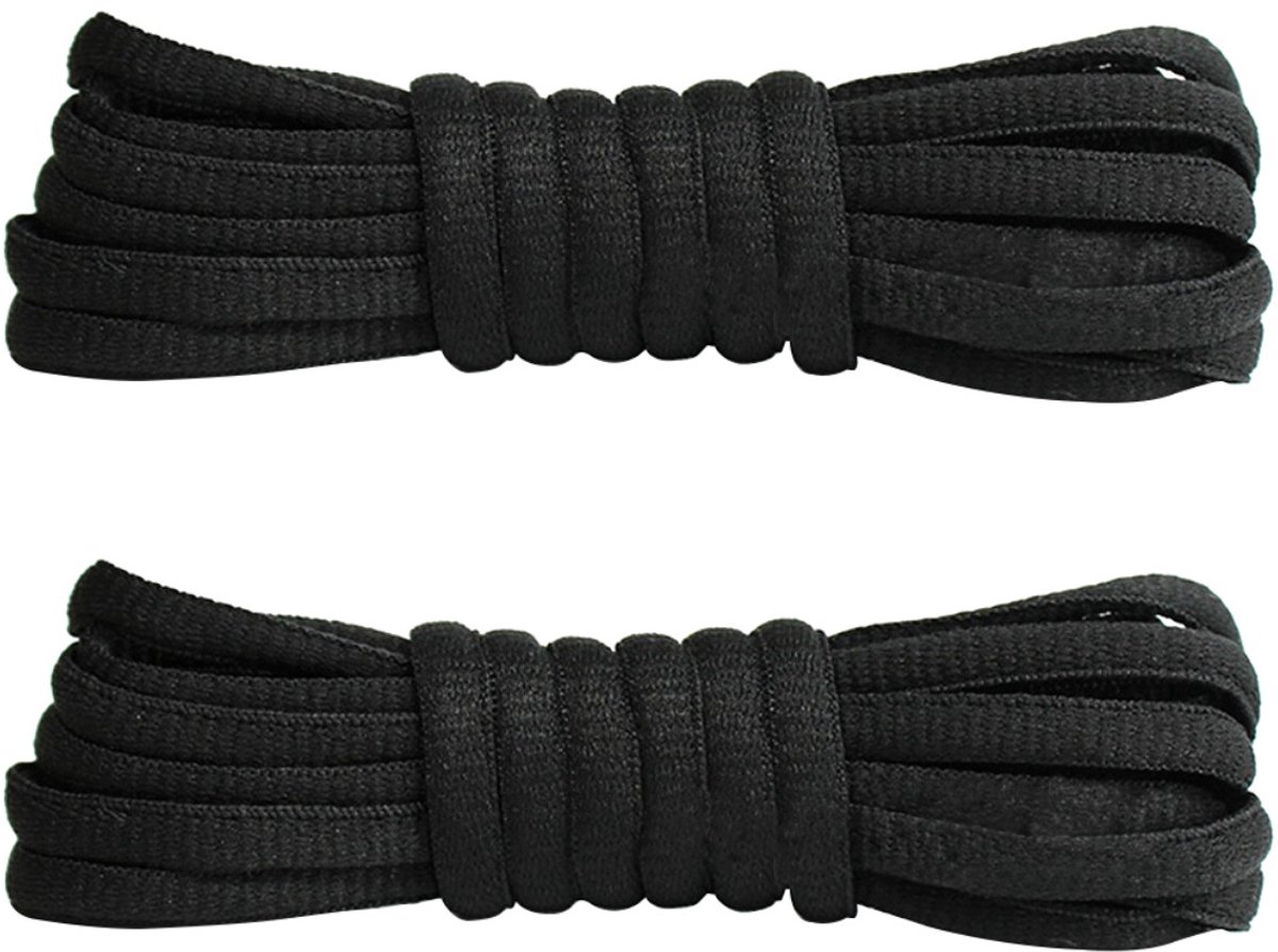 Fako Fashion - Schoenveters - Veters - Ovaal - Soft - 6mm - 100cm - 1 Paar - 2 Stuks - Zwart