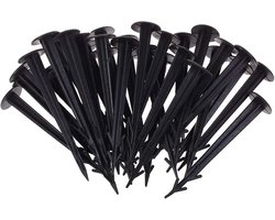 100 stuks - Tuin Grond Pinnen - Onkruiddoek bevestigingsspijkers - zwart - 12cm - voor plantenondersteuning, het vasthouden van tenten - Buiten Tent Peg Spike - kunststof