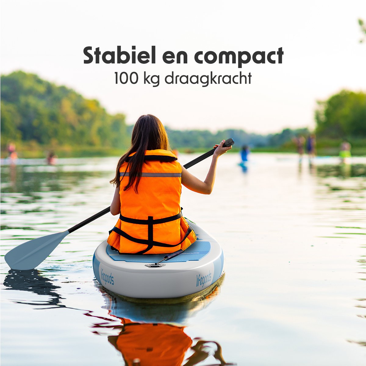 LifeGoods SUP Board Allround Compact - 120 KG Draagkracht - 300 x 76 cm - Opblaasbaar - Compleet SUP pakket - Wit/Sky Blue – foto 7