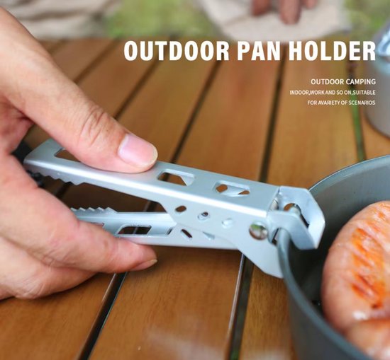 Outdoor Camping Anti-Scald Pot Pan Kom Grijper - Zwart - Wandelen Picknick Barbecue Kookgerei Anti-Hot Handvat Houder Clip Klem — afbeelding 5
