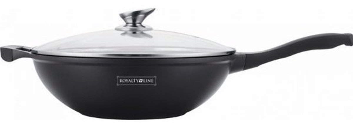 Herenthal Swiss BW-32ML - Wokpan - Ø 32 cm - Marmeren Coating  - Inductie - Met glazen deksels - Zwart